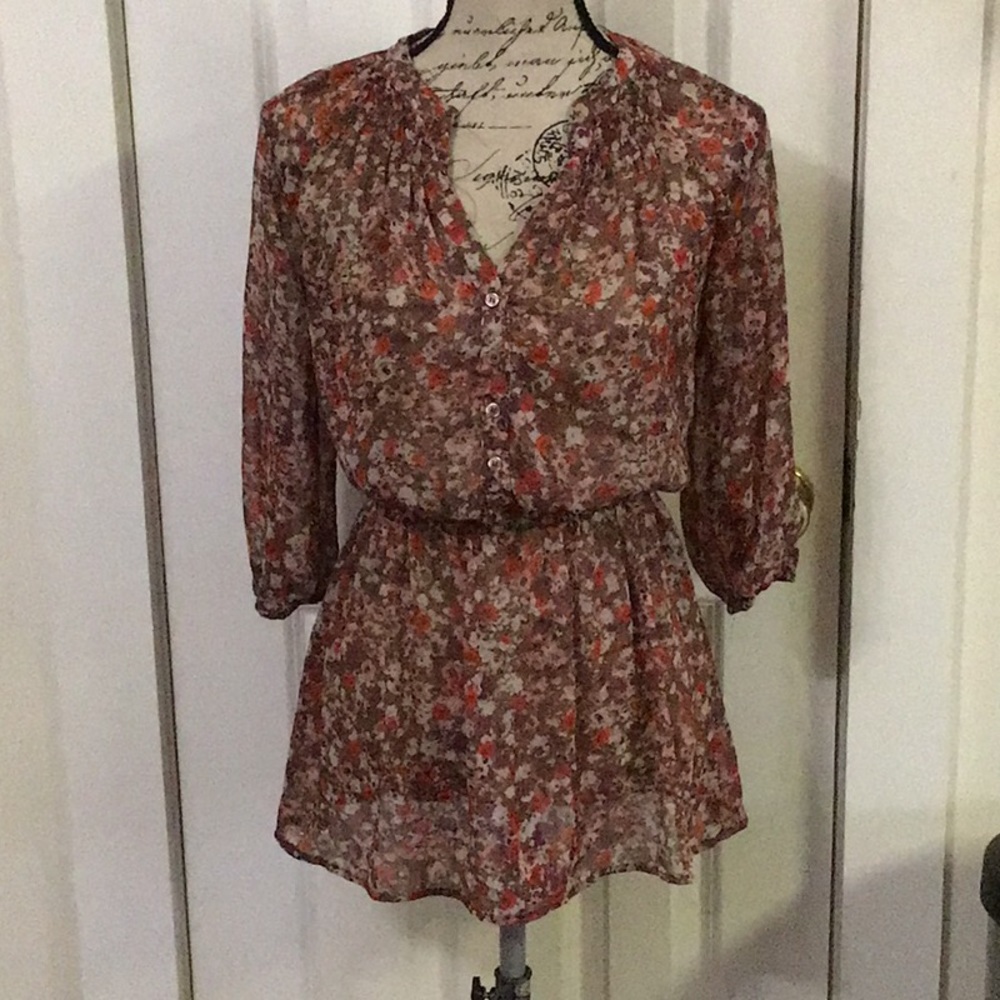 Floral print 1/2 button down top